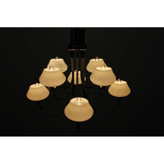 Image 1 of Vintage kroonluchter in metaal, glas en messing, Duitsland 1990