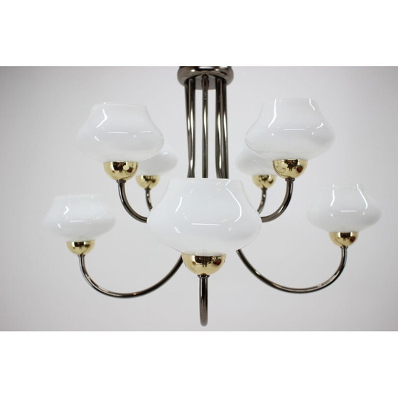 Image 1 of Vintage kroonluchter in metaal, glas en messing, Duitsland 1990