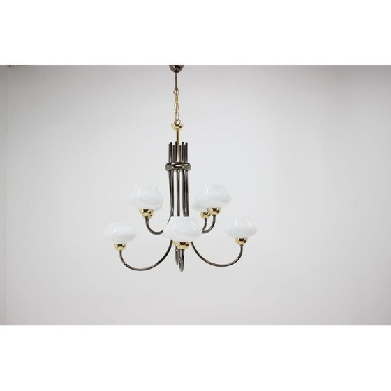 Image 1 of Vintage kroonluchter in metaal, glas en messing, Duitsland 1990