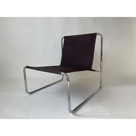 Image 1 of Vintage canvas stoel met verchroomd frame, UK 1970