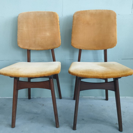 2 Vintage Teak Jaren 50 Keukenstoelen