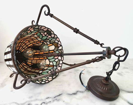 Image 1 of Grote Art Nouveau Tiffany stijl hanglamp
