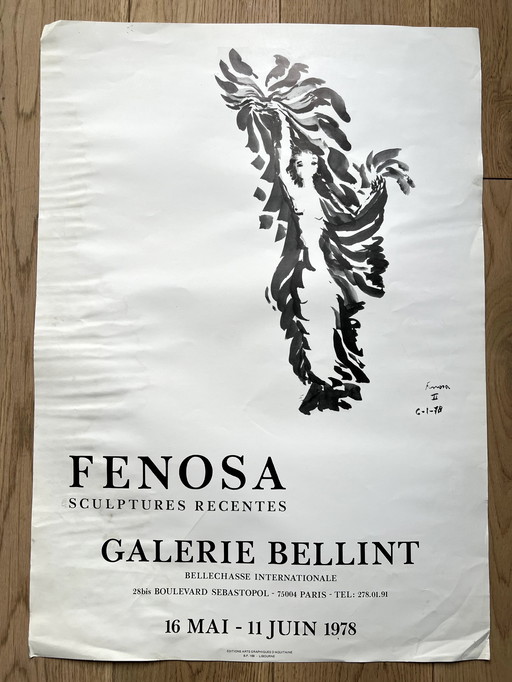 Fenosa Galerie Bellint 1978 Tentoonstellingsaffiche Picasso Calder Miro