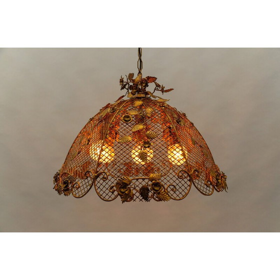 Image 1 of Vintage gouden bloem hanglamp van Hans Kögl, Duitsland 1970