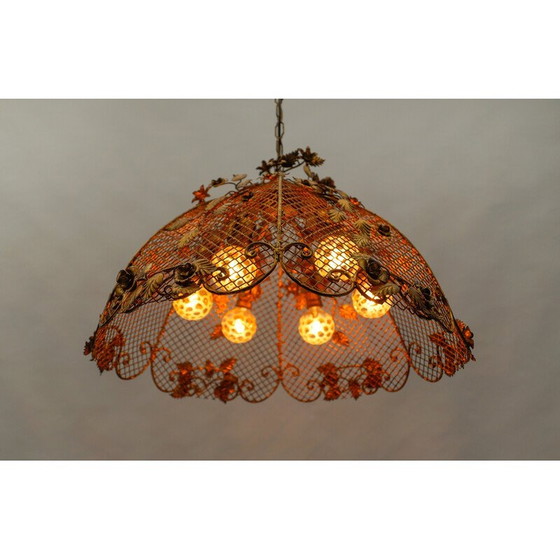 Image 1 of Vintage gouden bloem hanglamp van Hans Kögl, Duitsland 1970