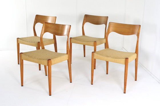 Image 1 of 4X Fristho Eetkamerstoelen Stoelen Vintage Papercord
