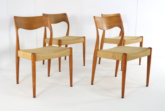 Image 1 of 4X Fristho Eetkamerstoelen Stoelen Vintage Papercord