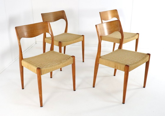 Image 1 of 4X Fristho Eetkamerstoelen Stoelen Vintage Papercord