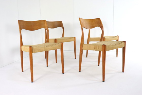 Image 1 of 4X Fristho Eetkamerstoelen Stoelen Vintage Papercord