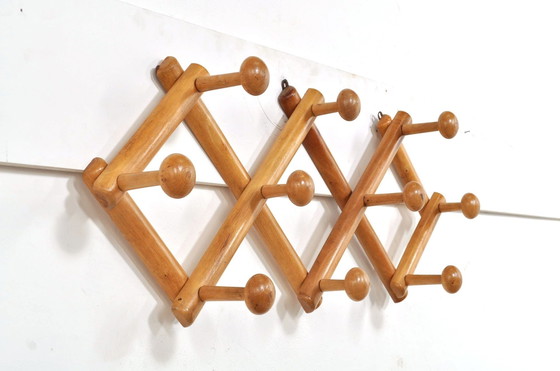 Image 1 of Vintage Beuken Harmonica Wandkapstok Jaren 60