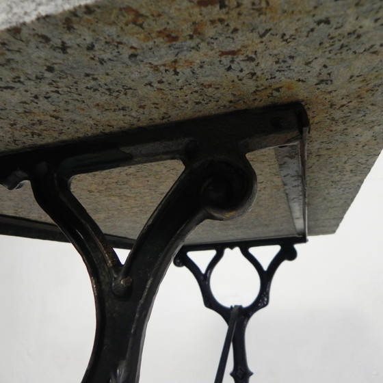 Image 1 of Tuintafel, Bistrotafel Met Granieten Blad, Jaren 30