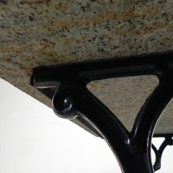 Image 1 of Tuintafel, Bistrotafel Met Granieten Blad, Jaren 30