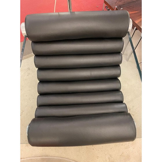 Image 1 of Paar vintage "Hyaline" fauteuils in glas en zwart leer van Fabio Lenci, Italië 1970