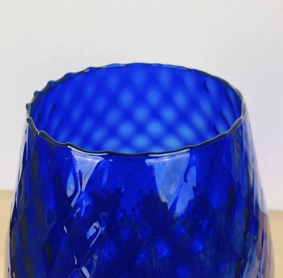 Image 1 of Empoli Italiaans Blauw Glazen Vaas 33 Cm Vintage