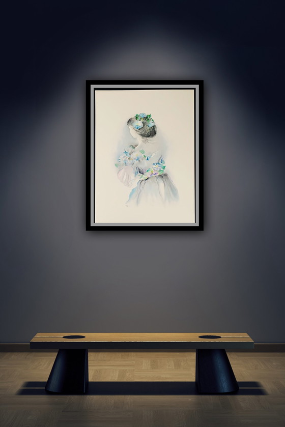 Image 1 of Lestages: "Femme Avec Fleurs“. Nr. 287/600. Lithografie.