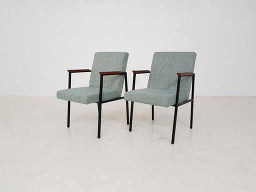 2x Nederlandse lounge stoelen – fauteuils, Metal, Wood, Vintage