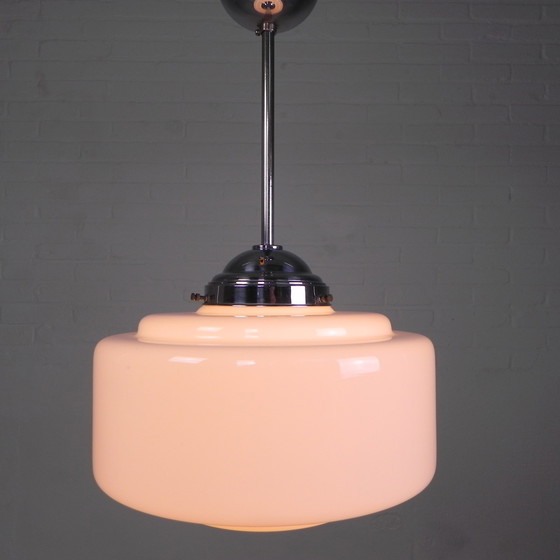 Image 1 of Art Deco hanglamp met getrapte glazen kap