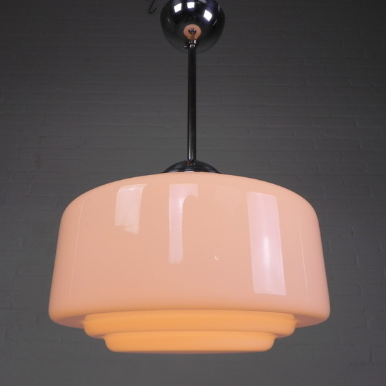 Image 1 of Art Deco hanglamp met getrapte glazen kap