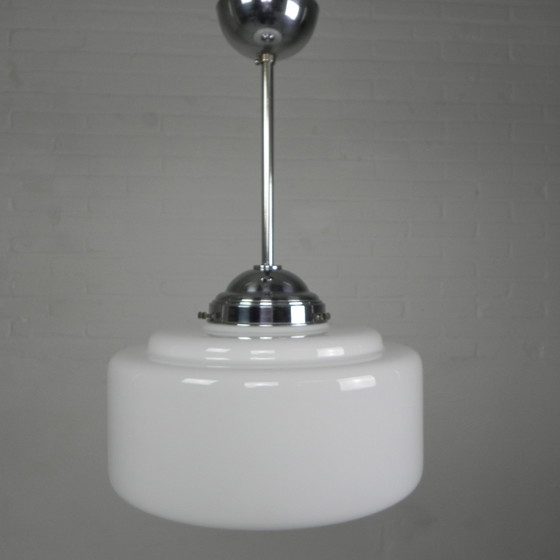 Image 1 of Art Deco hanglamp met getrapte glazen kap