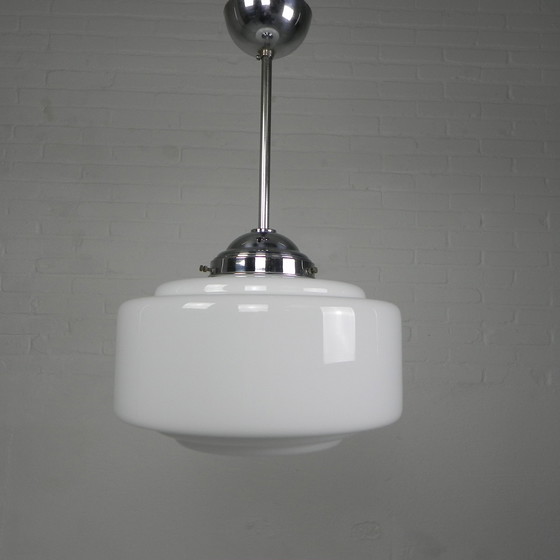 Image 1 of Art Deco hanglamp met getrapte glazen kap