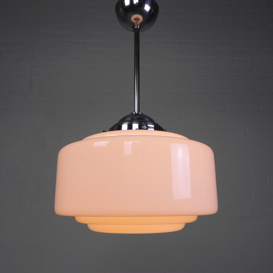 Image 1 of Art Deco hanglamp met getrapte glazen kap