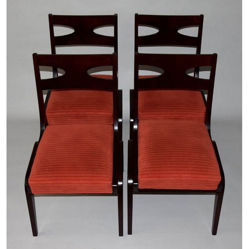 Set van 4 vintage eikenhouten stoelen, jaren 1950