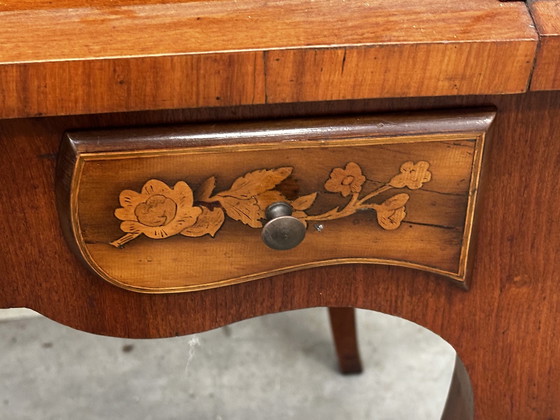 Image 1 of Art-Nouveau bureau Cilindrisch ingelegd met florale decoratie