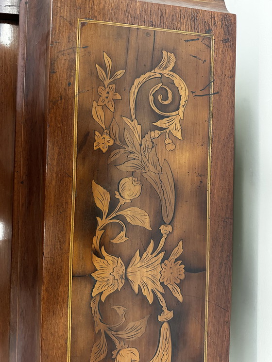 Image 1 of Art-Nouveau bureau Cilindrisch ingelegd met florale decoratie