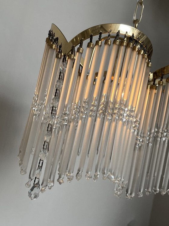 Image 1 of 3 bogen art deco stijl hanglamp staafjes kroonluchter 80’s 