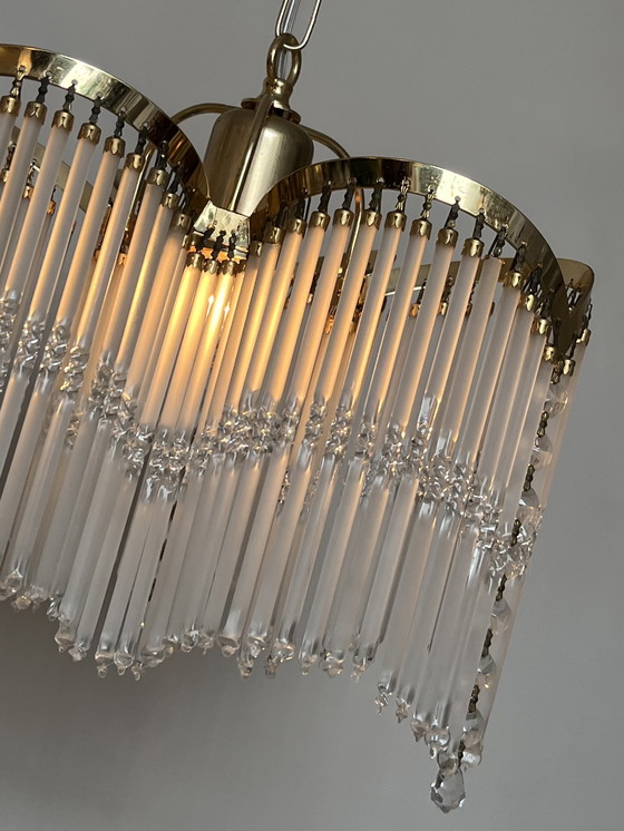 Image 1 of 3 bogen art deco stijl hanglamp staafjes kroonluchter 80’s 