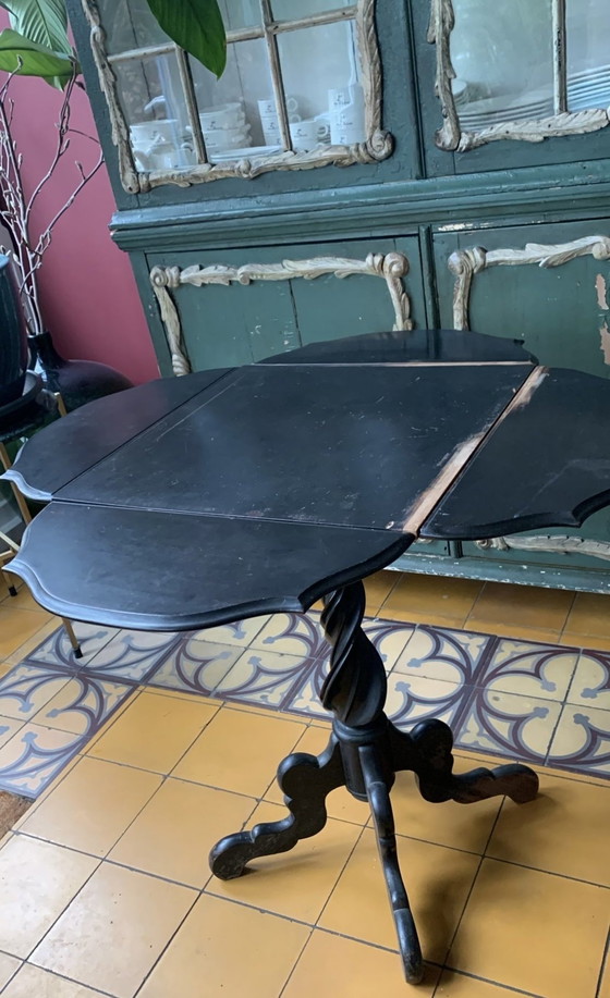 Image 1 of Antiek Biedemeier Klaptafel Tafel Bijzettafel Ca 1860