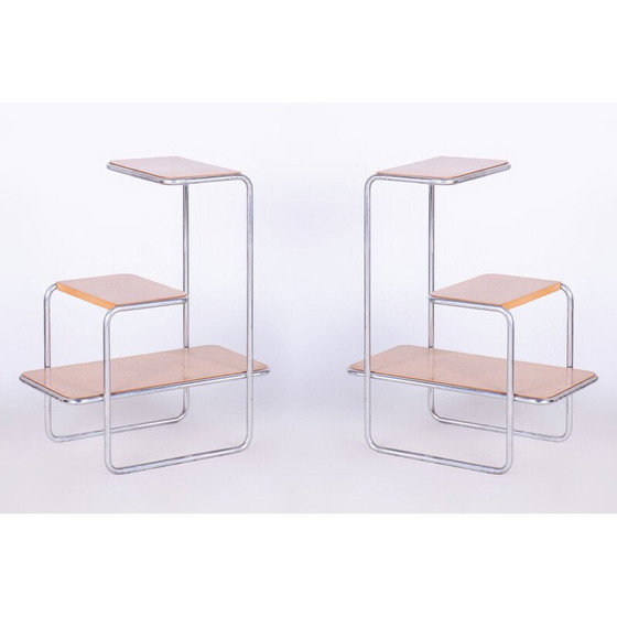 Image 1 of Paar vintage Bauhaus planken van Arnošt Beck voor Robert Slezák, Tsjecho-Slowakije 1930