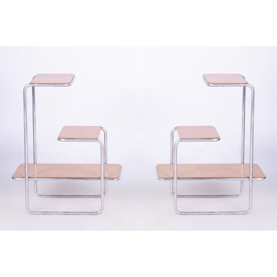 Image 1 of Paar vintage Bauhaus planken van Arnošt Beck voor Robert Slezák, Tsjecho-Slowakije 1930
