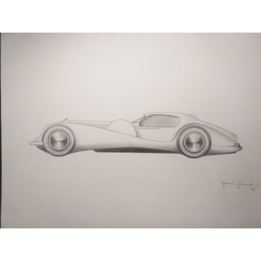 Vintage tekening "Grand coupé 4" van André Ferrand, 1997