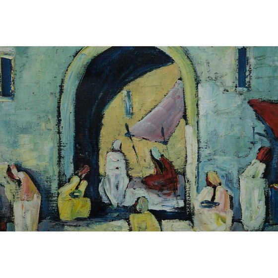 Image 1 of Vintage olieverfschilderij op modern doek van Harry Olsson, 1950