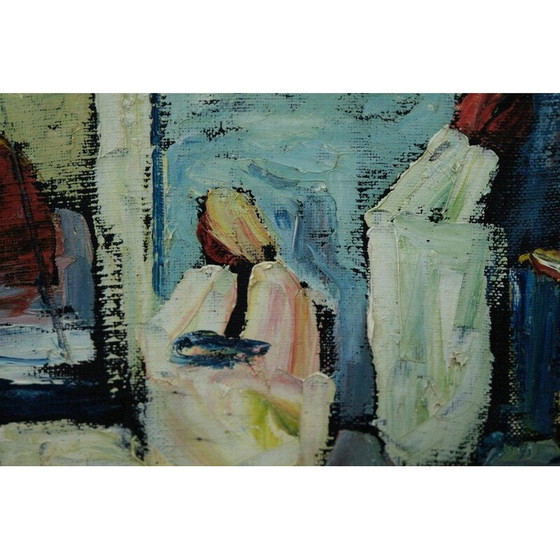 Image 1 of Vintage olieverfschilderij op modern doek van Harry Olsson, 1950