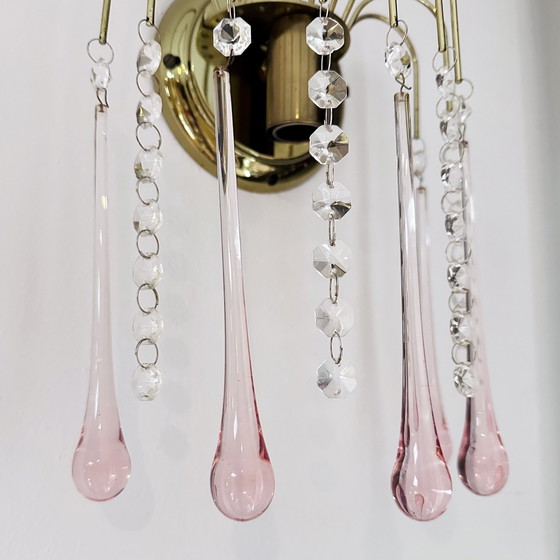 Image 1 of Set Van 2 Murano Teardrop Wandlampen 