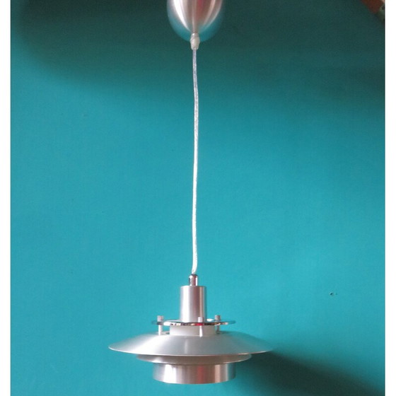 Image 1 of Vintage hanglamp van aluminium en opaline glas, Zweden 2000