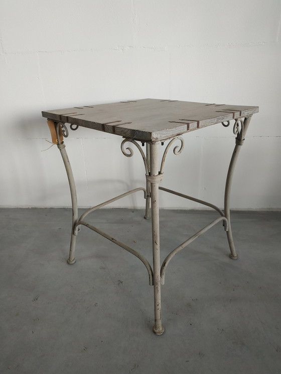 Image 1 of (Brocante) Hout Metalen Plantentafel Bijzettafel