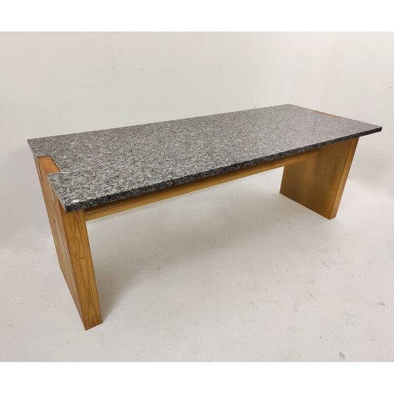 Image 1 of Vintage Valmarana console in essenhout en graniet door Carlo Scarpa voor Simon, Italië jaren 1972