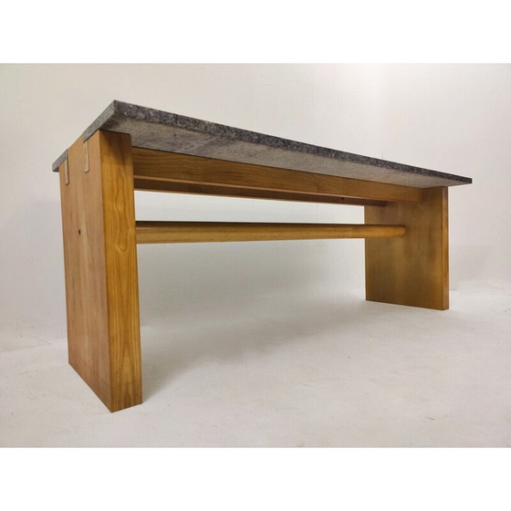 Image 1 of Vintage Valmarana console in essenhout en graniet door Carlo Scarpa voor Simon, Italië jaren 1972