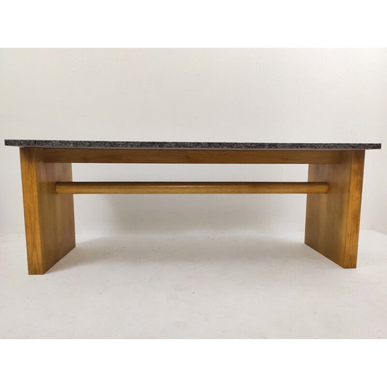 Image 1 of Vintage Valmarana console in essenhout en graniet door Carlo Scarpa voor Simon, Italië jaren 1972