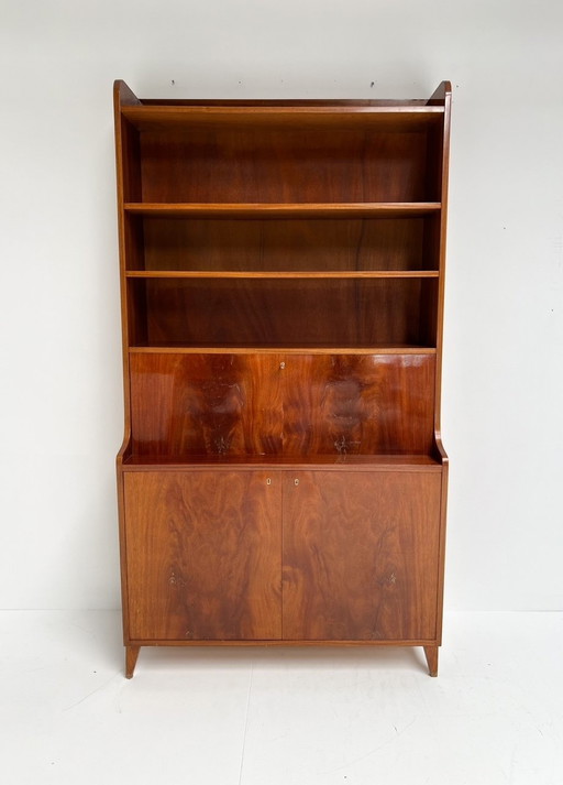 Mahoniehouten Boekenkast Cq Secretaire Uit Denemarken, 1960’S