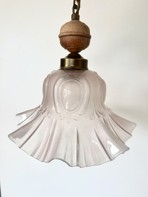 Vintage hanglamp koper glas