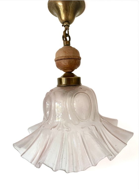 Image 1 of Vintage hanglamp koper glas