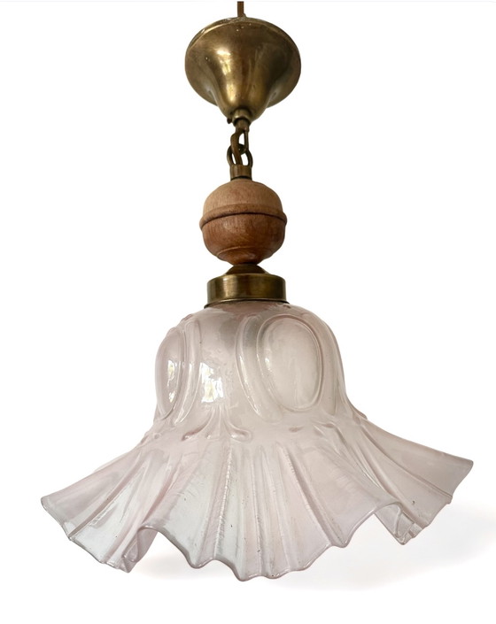 Image 1 of Vintage hanglamp koper glas