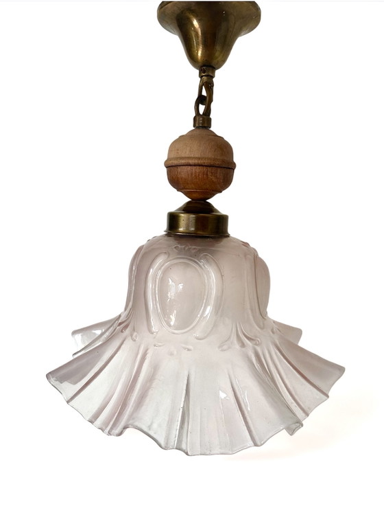 Image 1 of Vintage hanglamp koper glas