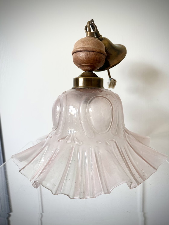 Image 1 of Vintage hanglamp koper glas