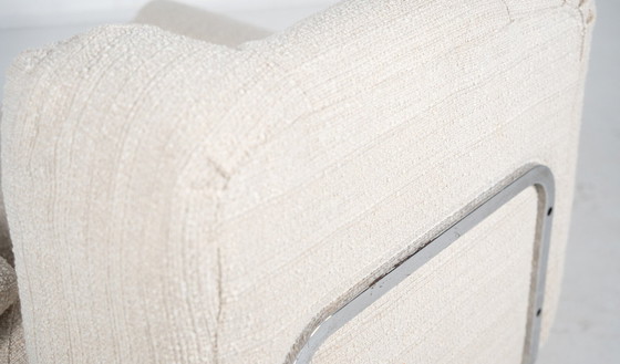 Image 1 of Mid Century Modern Paar Fauteuils, Chroom en Boucle Stof