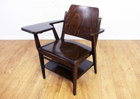 Image 1 of Fauteuil met tablet van Franz Schuster voor Wiesner-Hager, Austro Sessel